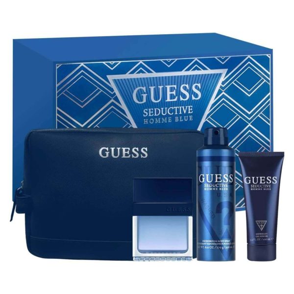 GUESS SEDUCTIVE HOMME BLUE  for Men 4pc SET 3.4 oz EDT Spray + SHOWER GEL